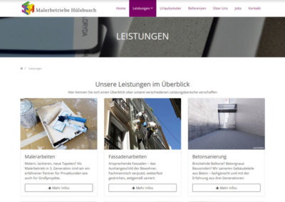 Screenshot - Leistungsüberblick- www.malerbetriebe-huelsbusch.de